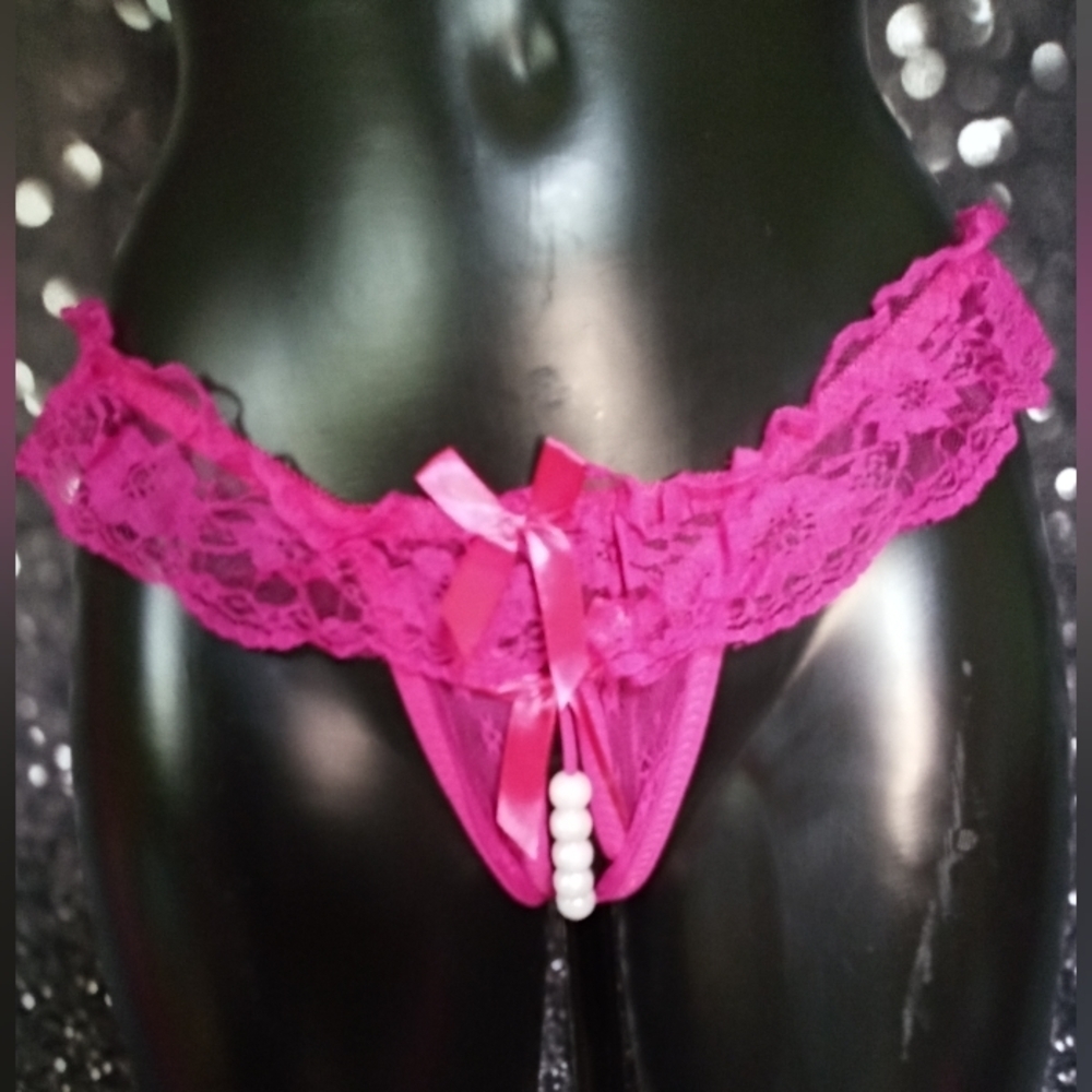 3/$15 new Crotchless Beaded Rose Red Pantie Thongs, more colours